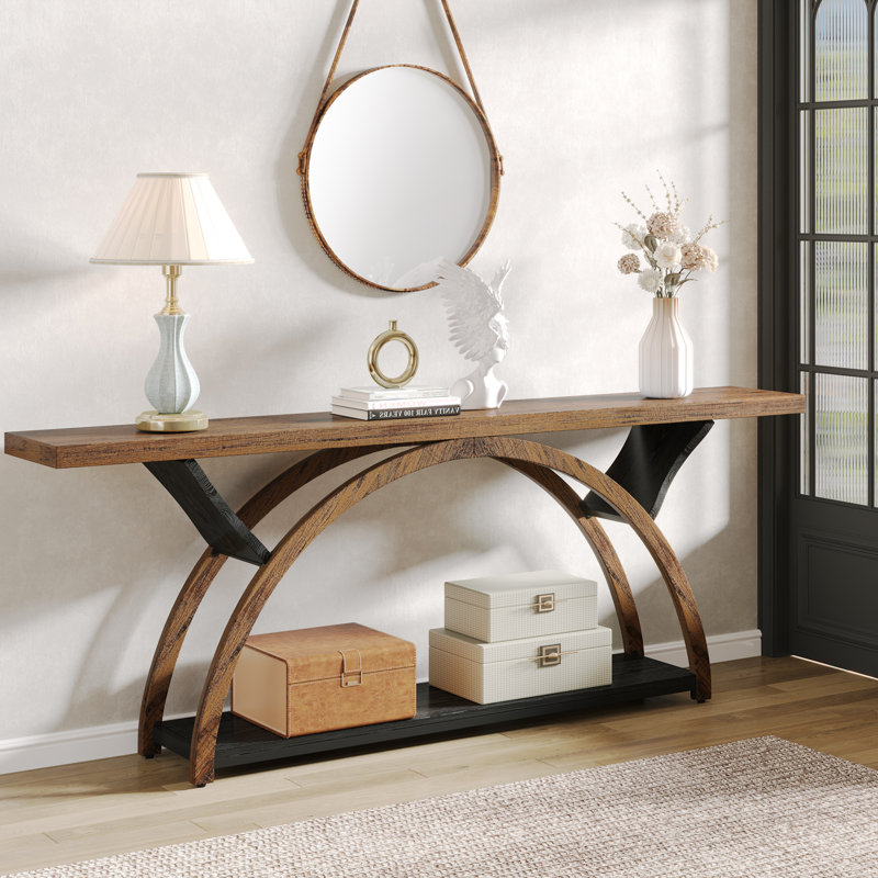 Jaival 70.86'' Console Table Sofa Table, Brown