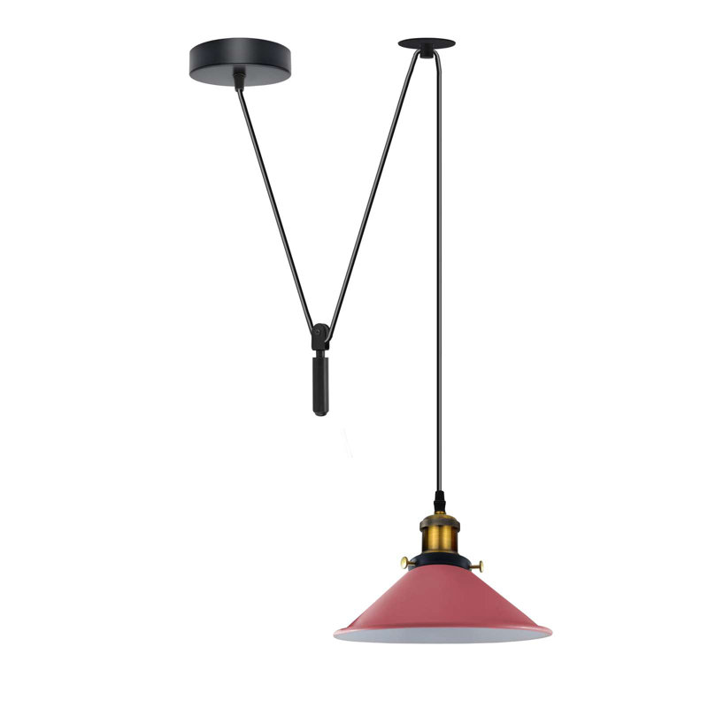 Anahla 1-Light Modern Industrial  Cone Pendant – Adjustable Ceiling Fixture for Contemporary Spaces, Pink, No