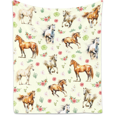Couverture pour cheval, jolis jolis cadeaux pour les adolescents Grils, jeté en flanelle pour bureau de canapé, 40 po x 50 po