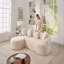 Canapé modulaire en forme de L Boneless avec méridienne incurvée, canapé modulaire en chenille beige blanc, mousse à haute densité 30D, canapé-lit modulaire minimaliste pour le salon.-841485787