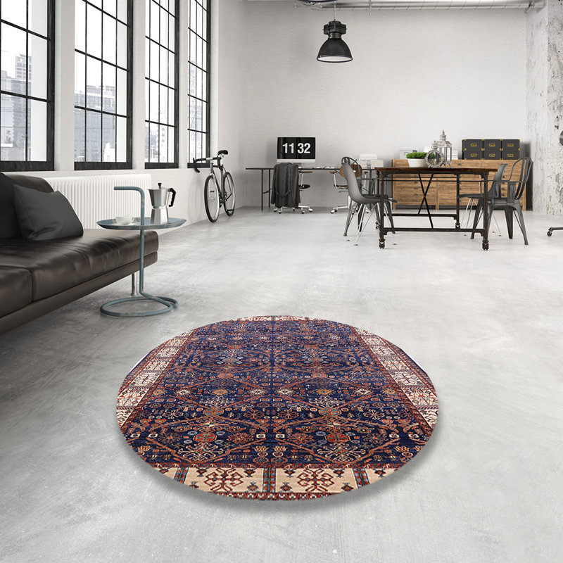 Tapis oriental bleu / rouge, Rond 6 pi
