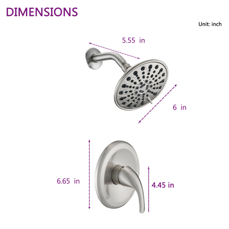 Single Handle 6-Functions Shower Head Set (Valve Included)
