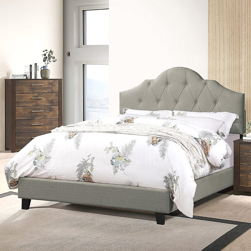 Mobilier de chambre à coucher tapissier 1pc, Gris, Très grand lit