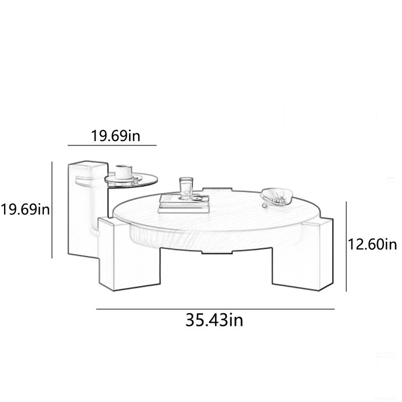 Table à thé créative entièrement en bois massif