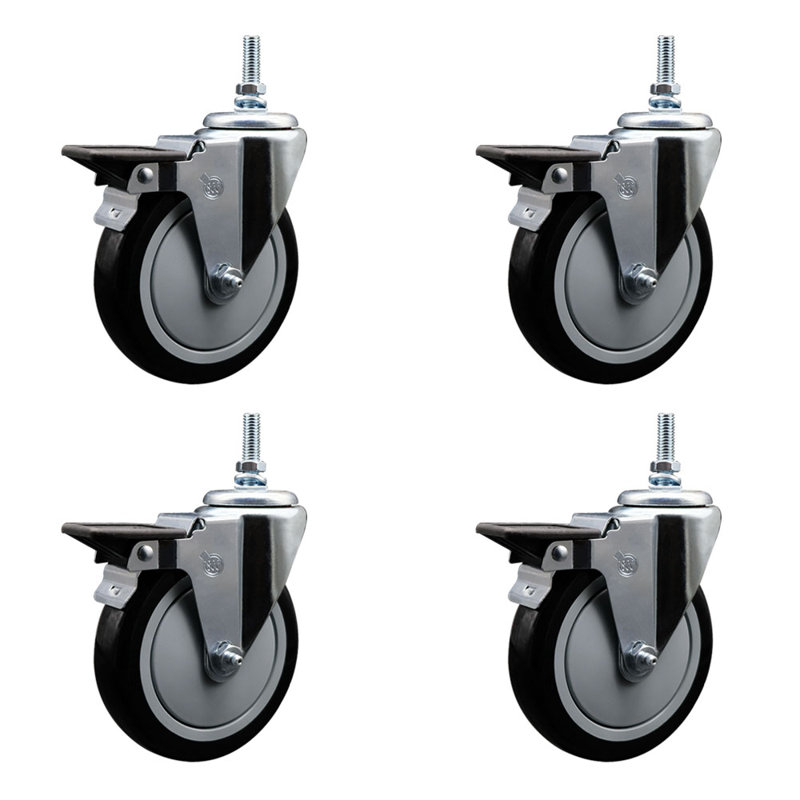 Polyurethane 12MM Threaded Stem Caster with Brake