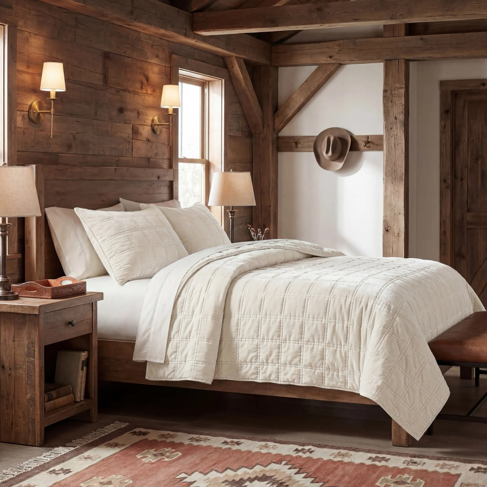 Stella Velvet Quilt Set, Stone, Queen Quilt + 2 Standard Pillowcases