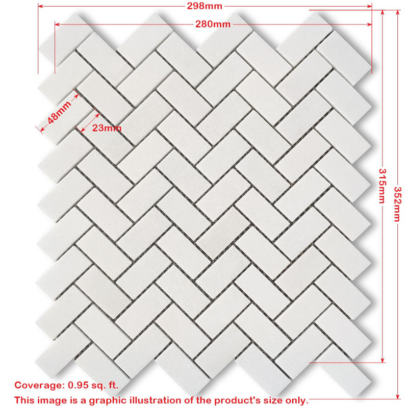 Bardiglio 11" x 12" Marble Herringbone Mosaic Wall & Floor Tile, Light Gray