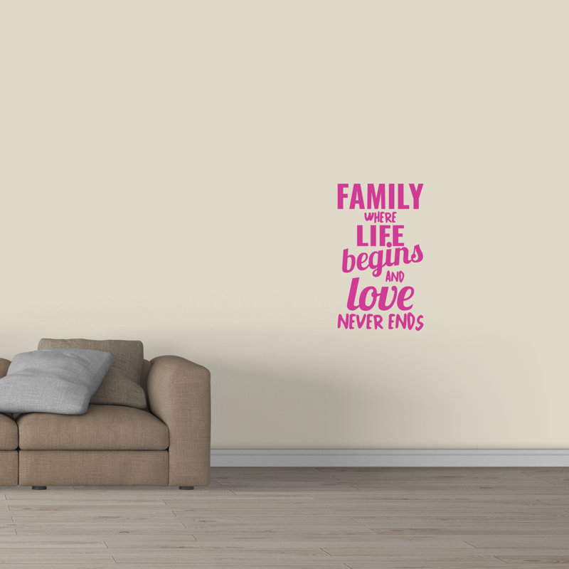 Décalcomanie murale family where life begins, Rose vif