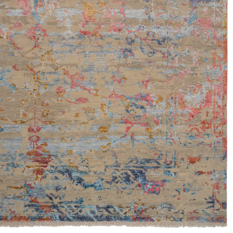 Wool Abstract Area Rug in Multi, Rectangle 7' x 9'