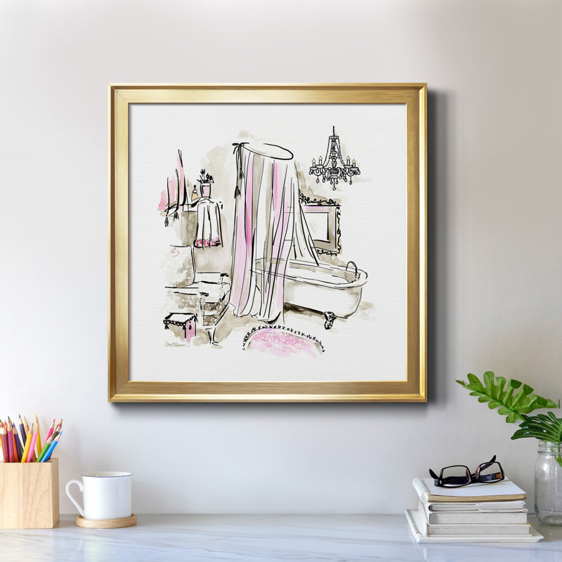 «Pink Opulence I», reproduction d'art sur toile, H 17,5 po x l 17,5 po x P 1,5 po, Toile encadrée dorée