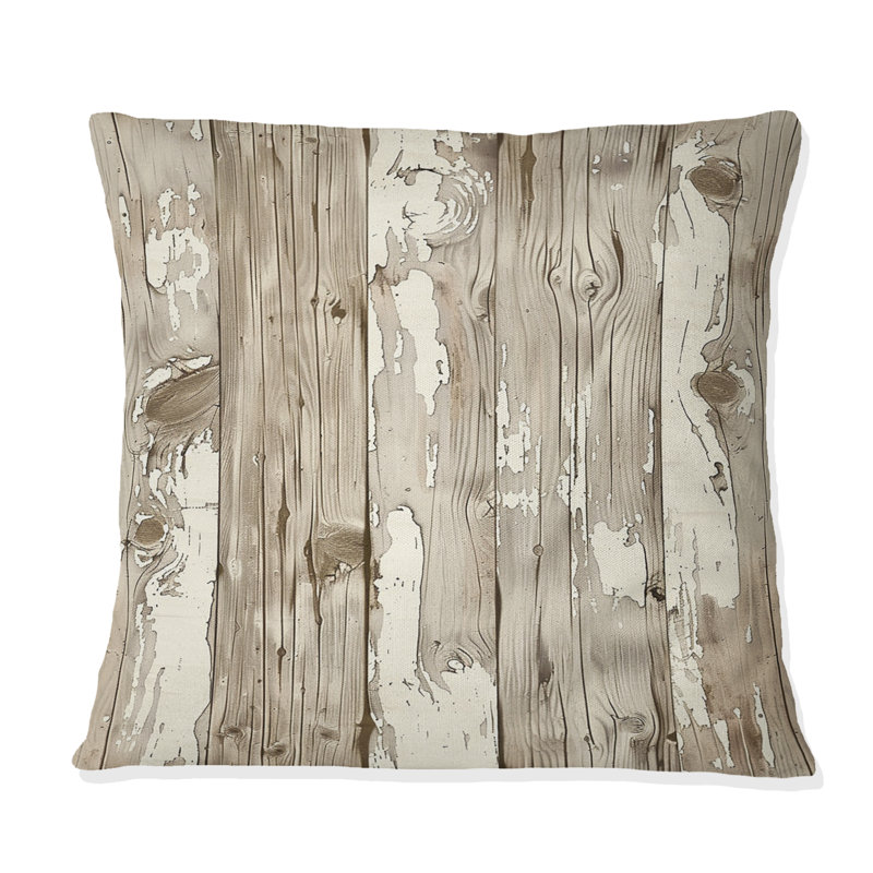 Beige bois de grange II - coussin de ferme, H 16 po x l 16 po, Carrée