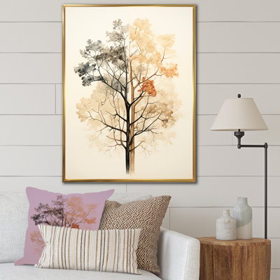 Arbre de tilleul amercien beige minimaliste - Impressions sur toile de tilleul américain