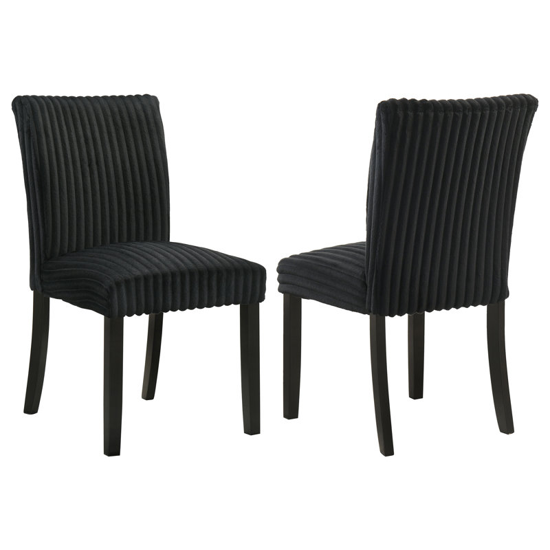 Chaise de salle à manger rembourrée Dermott Parson noire (ensemble de 2), Noir