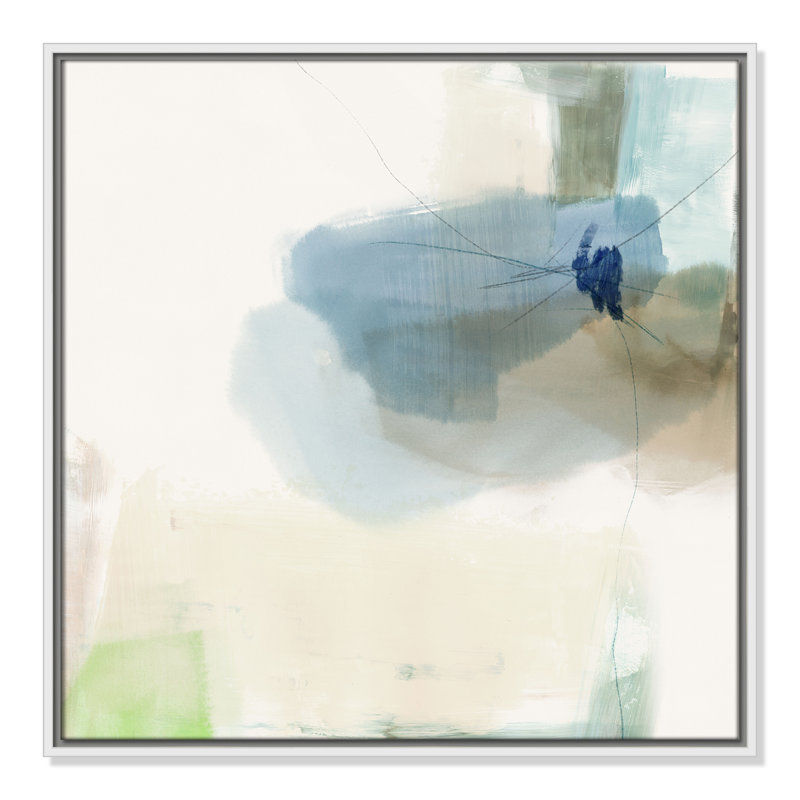 «Aquamarine Whispers I Print» par Casa Fine Arts, Toile encadrée flottée blanche, Pas de tapis