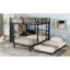 Lit superposé double au-dessus de simple avec garde-robe intégré, lit superposé en métal avec lit gigogne, bureau pliable, échelles, conception à réduction de bruit, noir-1002293928