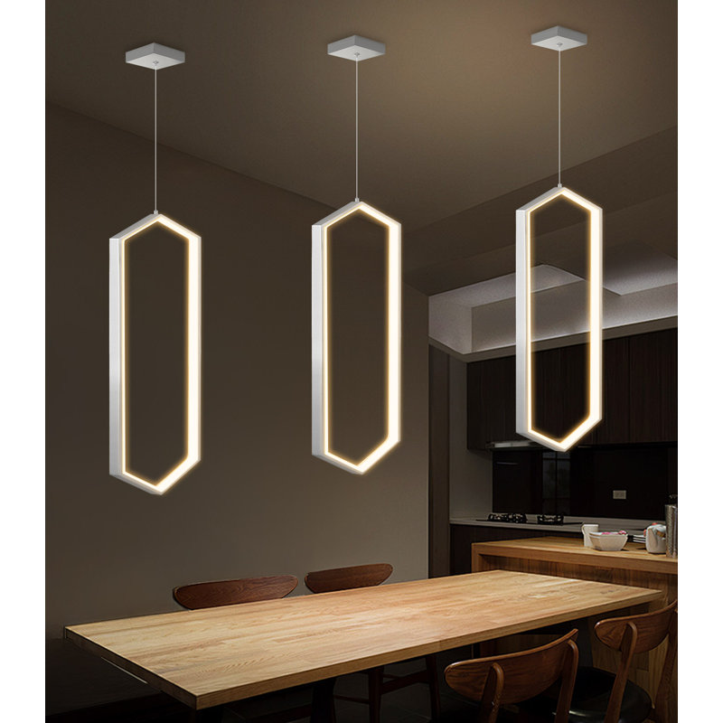 Lustre à DEL à intensité variable pour îlot de cuisine, argent, Silver
