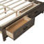 Lit plateforme à DEL en bois avec tête de grange, USB et 2 tiroirs, brun antique