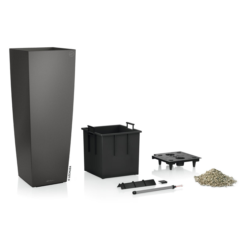 Cubico Ceramic Pot Planter, Metallic Charcoal