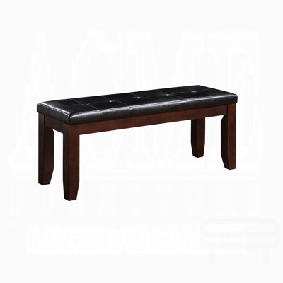 Bench 1Pc Upholstered Pu Seat Cushion Tufted Detail Wooden Dining Room Furniture