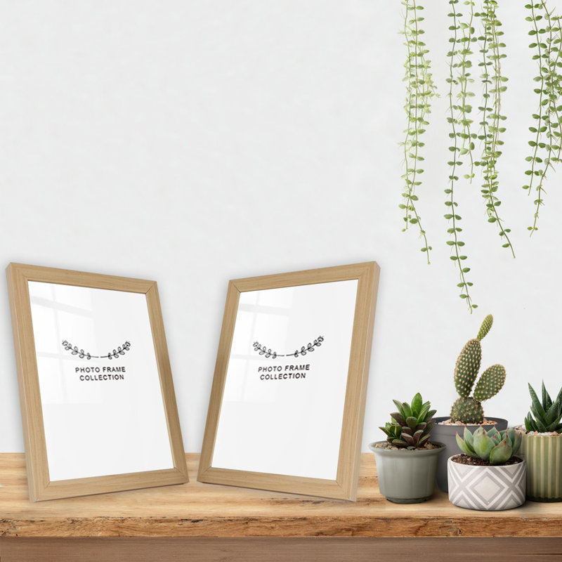 Ensemble de cadres photo élégants (2 pièces), couleur naturelle, 5,9 x 8,3 pouces | 100% plastique durable, largeur du cadre: 0,8 po | Idéal pour la décoration intérieure, présentez vos souvenirs préférés avec style et polyvalence
