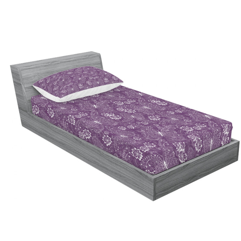 Microfiber Floral Sheet Set, Queen Sheet Set with Fitted Sheet