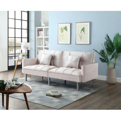 Silvester 75" Velvet Square Arm Sofa Bed Sleeper Love Seat