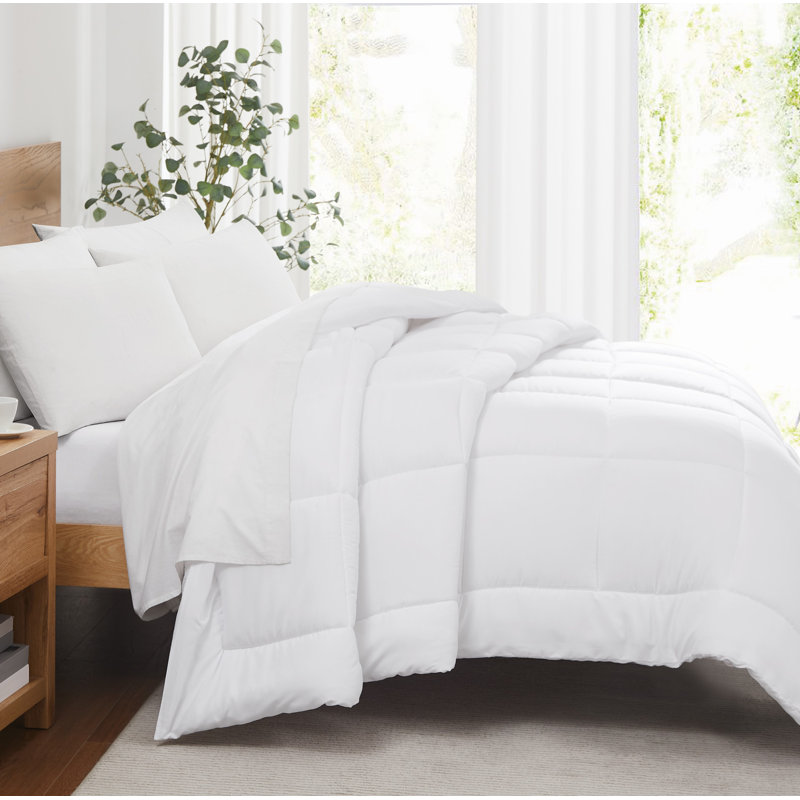 Édredon en duvet synthétique London, Blanc, Grand lit