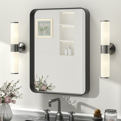 Molly Tempered Glass and Metal Framed French Cleat Mounted Wall Bathroom / Vanity Mirror