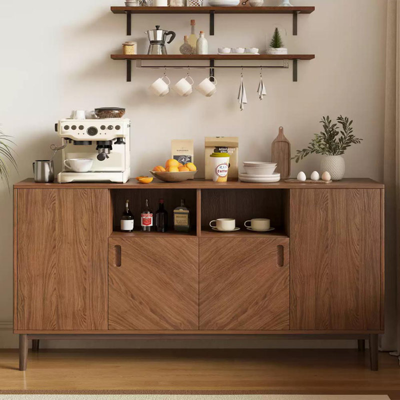 All-Solid Wood Retro-Style Sideboard, 35.43" H x 62.99" W x 13.78" D