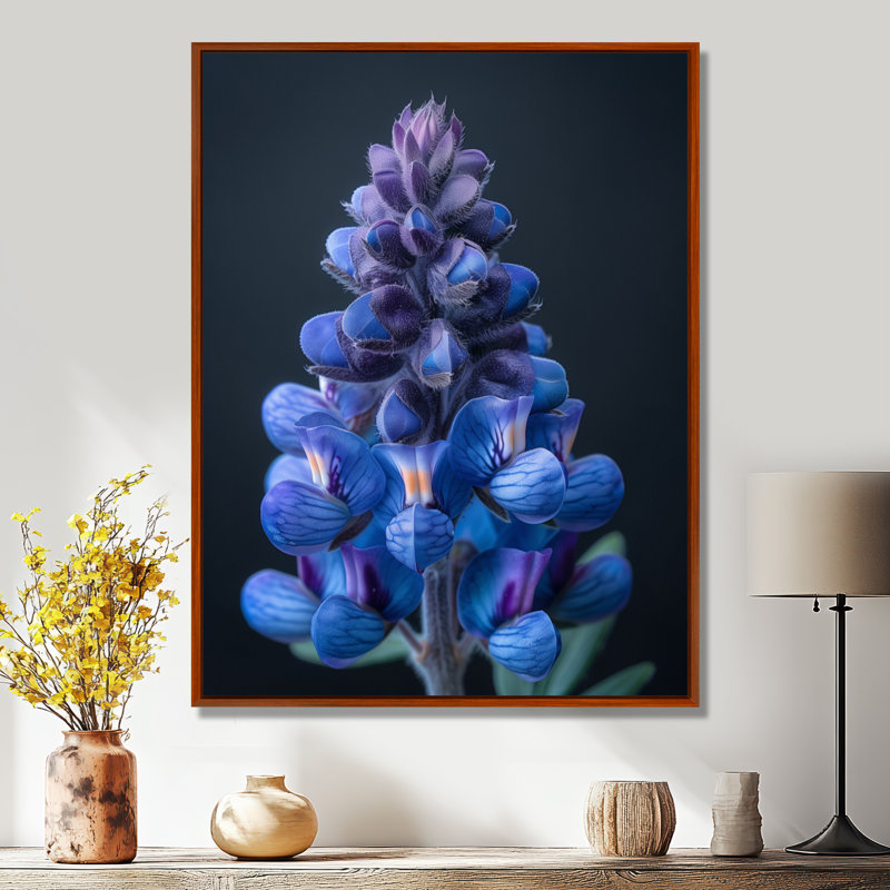 «Blue Bonnets Blue Dreams - Blue Bonnets», art mural, Toile avec cadre flottant brun, H 30 po x l 40 po x P 1,5 po