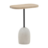 Jaiden 18" Wide Oak Wood End Table w/ Ceramic Base, Light Natural