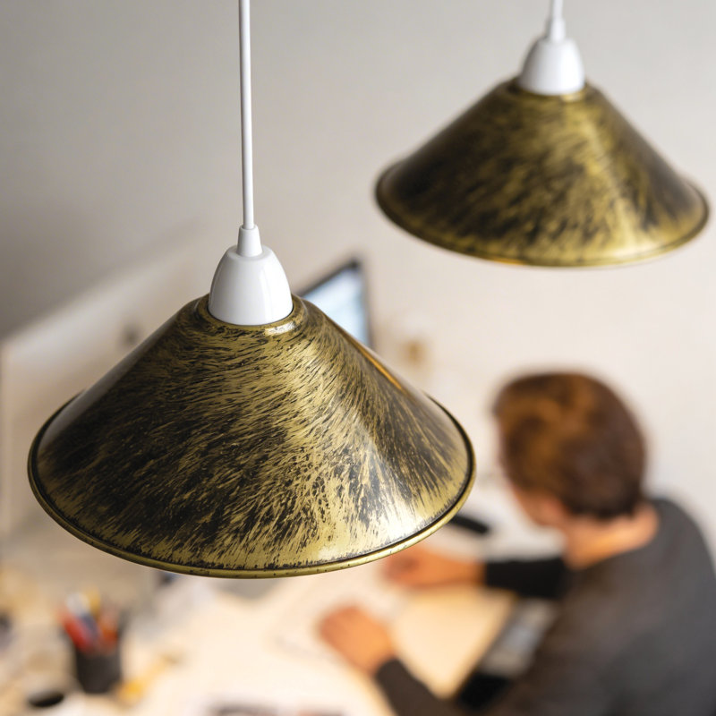 10cm H Metal Cone Lamp Shade, Brushed Brass