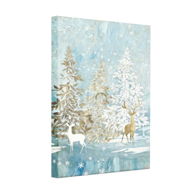 Ensemble de 3 reproductions d'art sur toile, flocons de neige et arbres