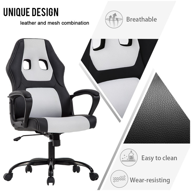 Gaming Chair Ergonomic Office Chair Computer Chair with Lumbar Support Ergonomic Pu Leather Adjustable Height Executive Chair for Women Men and Adults