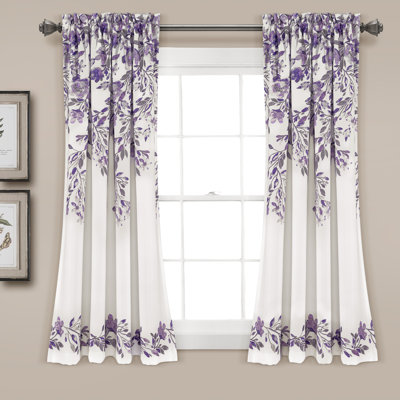 Panneaux de rideaux à motif floral obscurcissants et thermiques avec passe-tringle