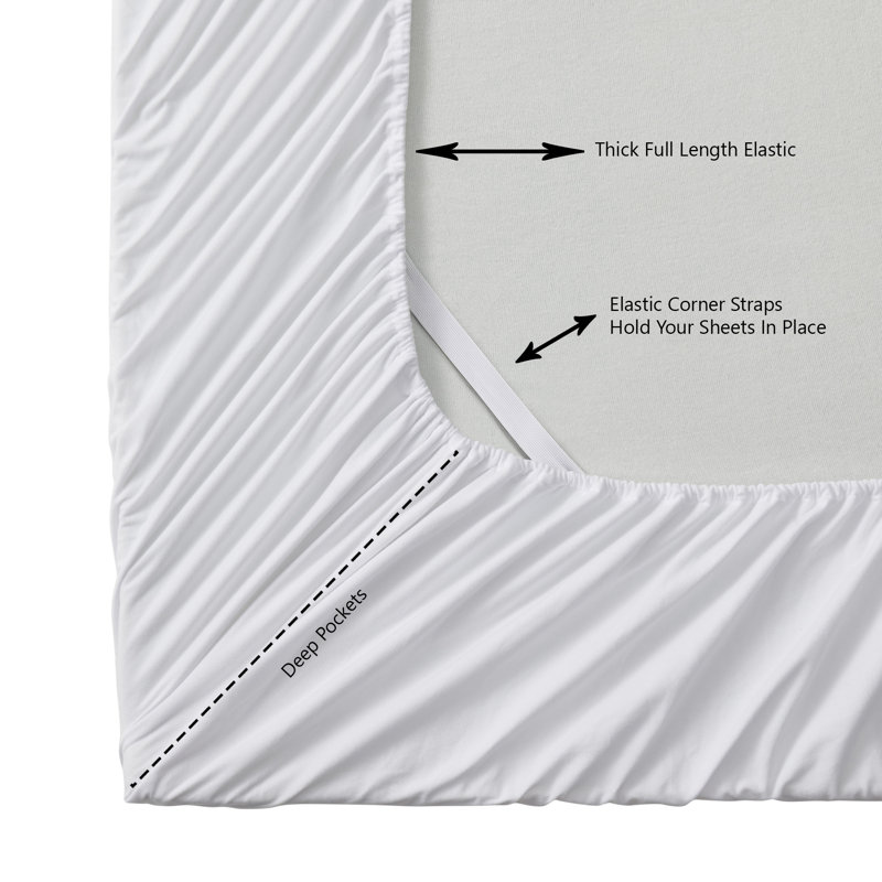 Solid Flannel Fitted Sheet, Bottom Sheets With Built-In Sheet Straps By Sweet Home Collection, Twin Fitted Sheet, White