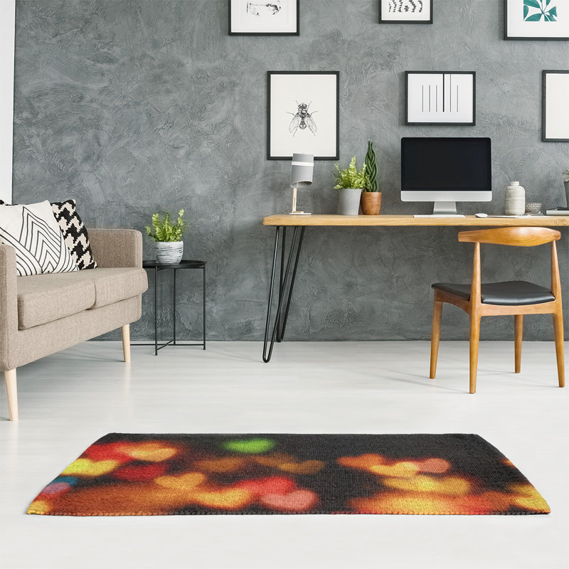 Tapis noir en chenille de lumières cardiaques, Rectangle 3 pi x 5 pi