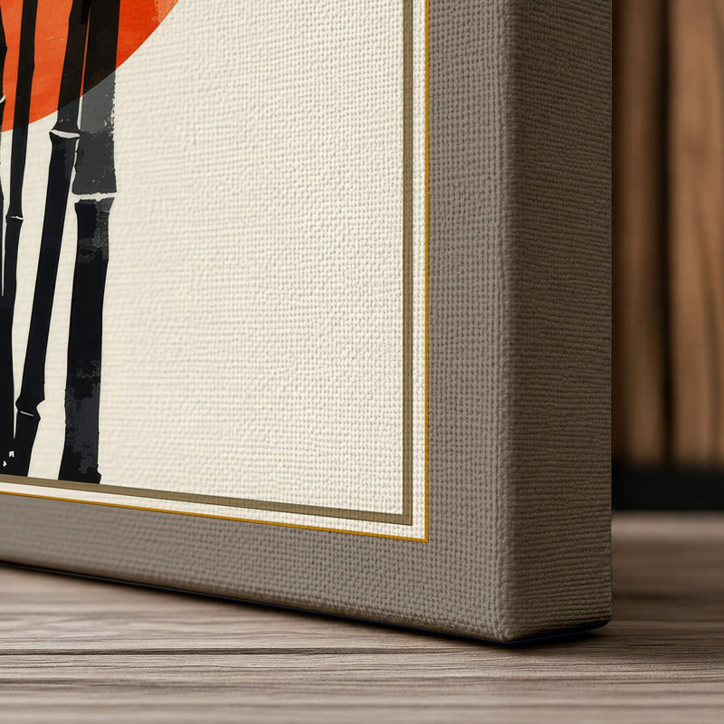 Bamboo Under Moon Japandi - Wrapped Canvas, 18x12 - 45.7 x 30.5 cm, Taupe Border