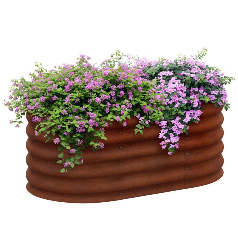 Ruocco Metal Raised Garden Bed,wood, Brown, 12" H x 41.25" W x 25" D