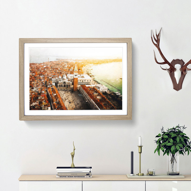 The City of Venice in Italy - Picture Frame Painting Print, Oak Framed, 33cm H x 45cm W x 2cm D