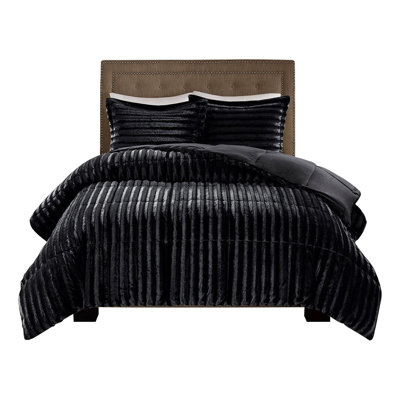 King/Cal King Faux Fur Comforter Mini Set
