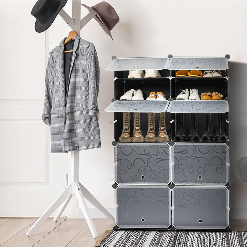Avaeya 72 Pair Stackable Shoe Storage Cabinet, Black