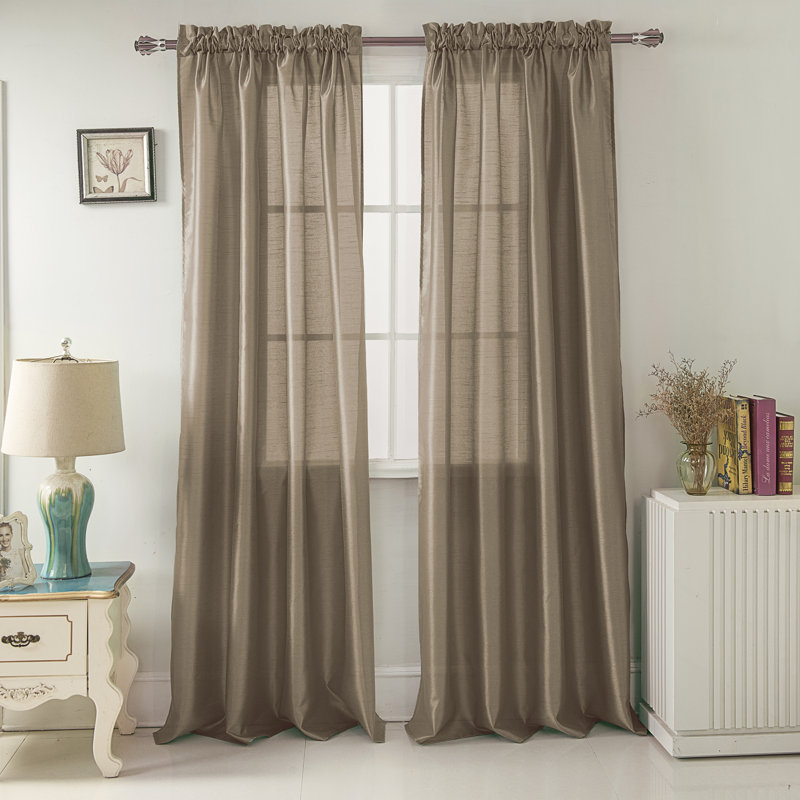Panneau de rideau de fenêtre semi-transparent Alexzavier, Taupe, l 54 po x L 95 po