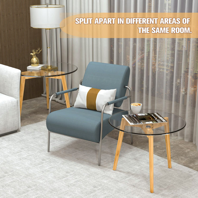 Lashure Glass Top Nesting Coffee Table
