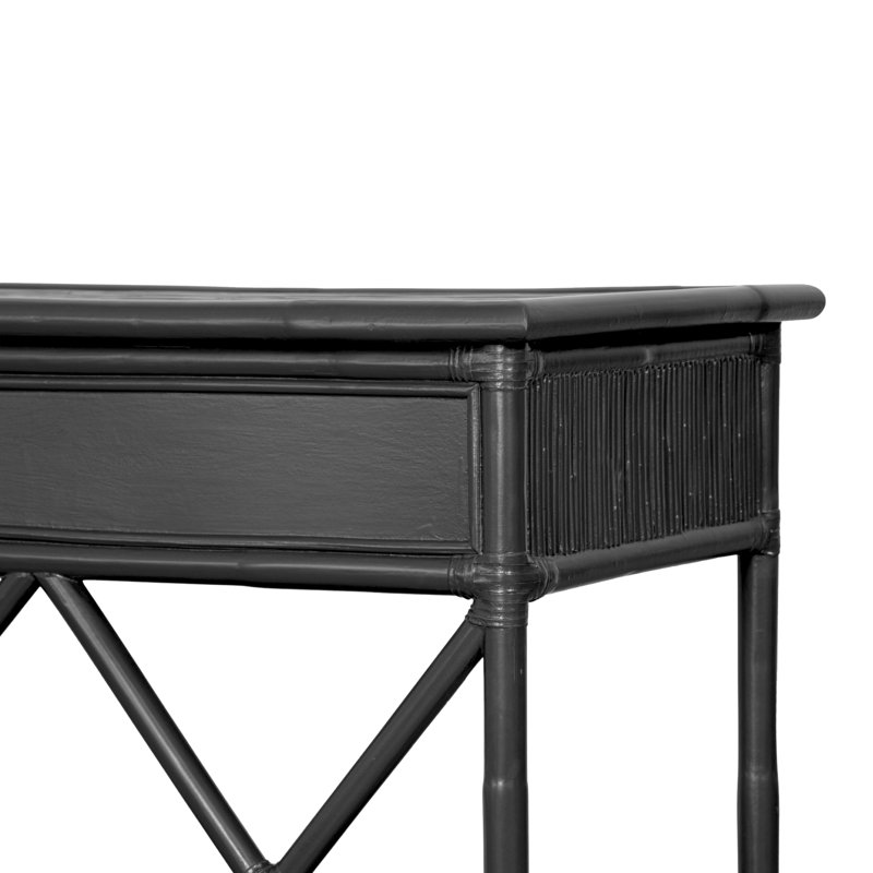 54'' Wide 3 Drawer Rattan Wood Sideboard, Black