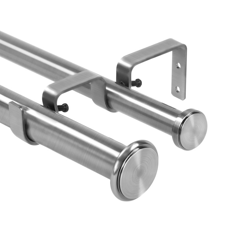 Tringle à rideaux double Coulombe, H 1 po x l 48 po x P 1 po, Acier brossé