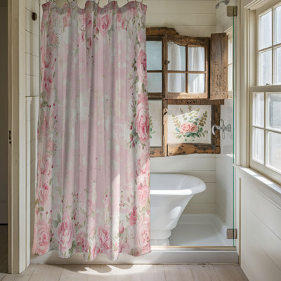 Retro Pink Florals - 1 Piece Standard Shower Curtain