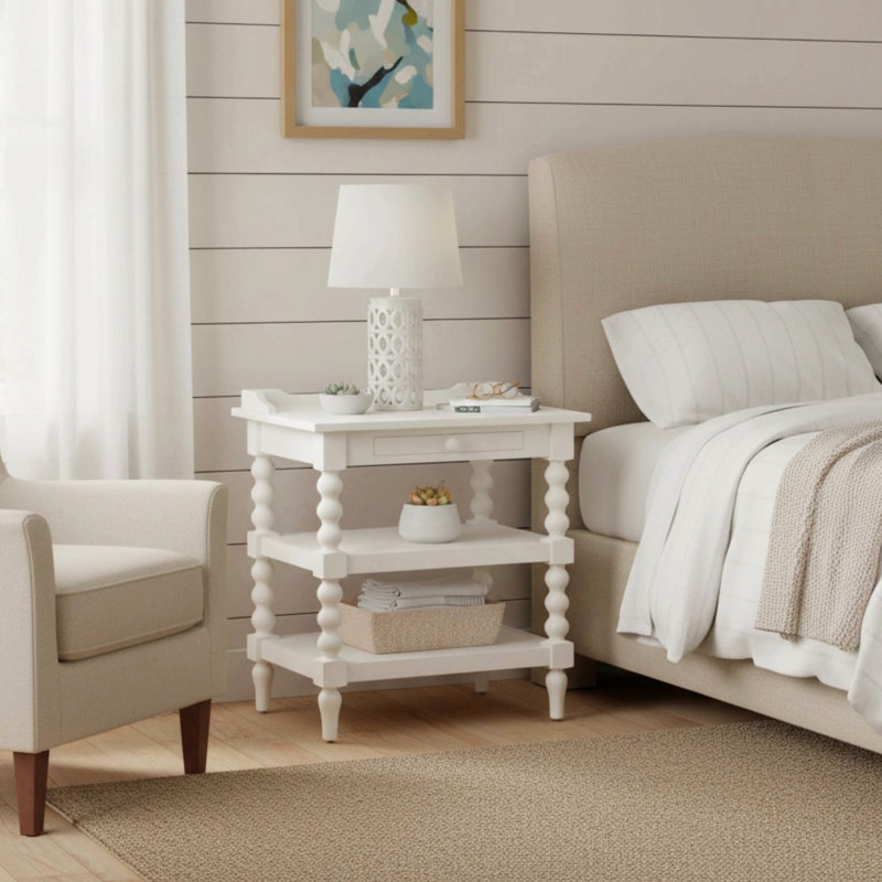 Table de chevet blanche antique pour rangement ou présentation
