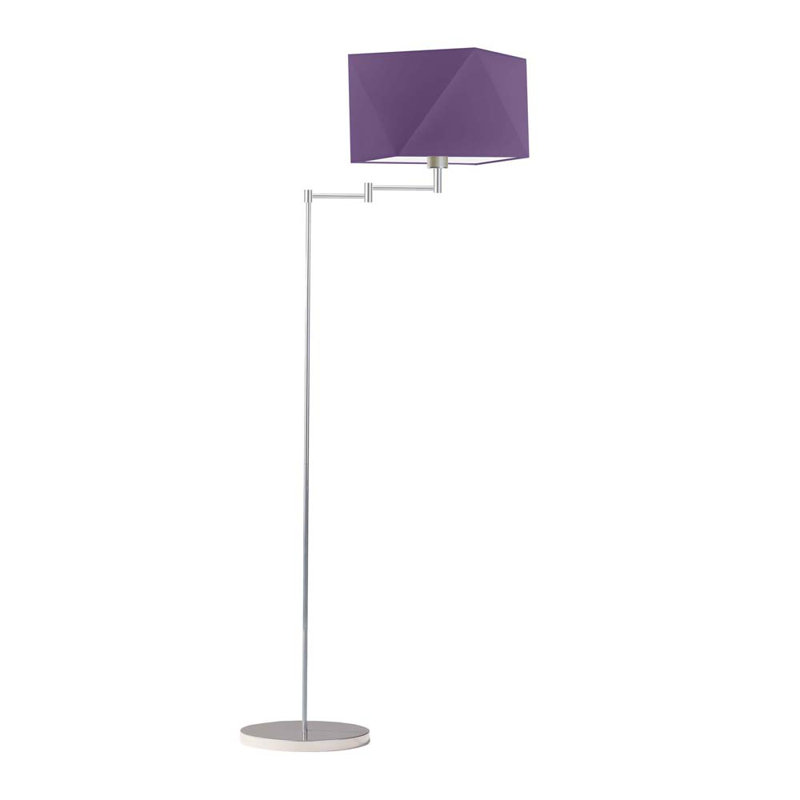 Glasper 163cm Swing Arm Floor Lamp, Silver, Violet