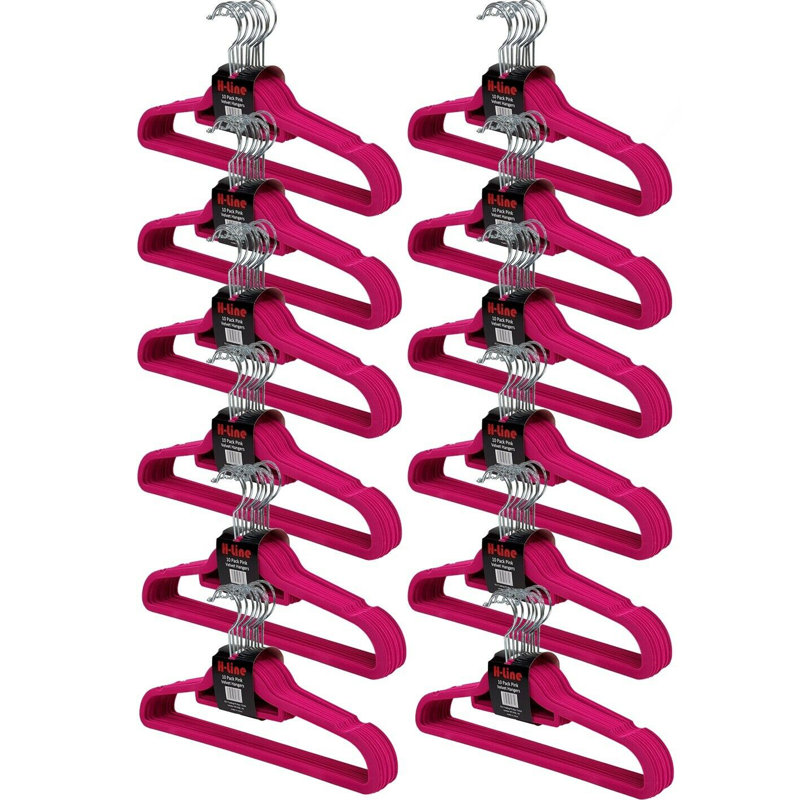 Velvet Standard Hanger for Dress/Shirt/Sweater, Pink